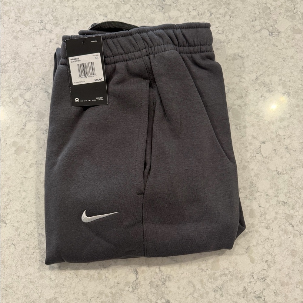 Nike Women's Charcoal Sweatpants with White Swoosh
